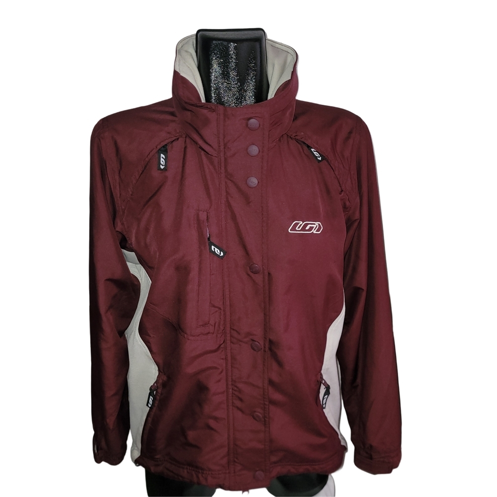 Louis Garneau Women's Activewear Windbreaker Jacket In Burgundy And White Small